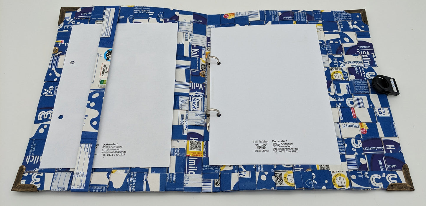 Ringbuchmappe A5 aus recycelten Tetrapack-Milchtüten – nachhaltig & robust