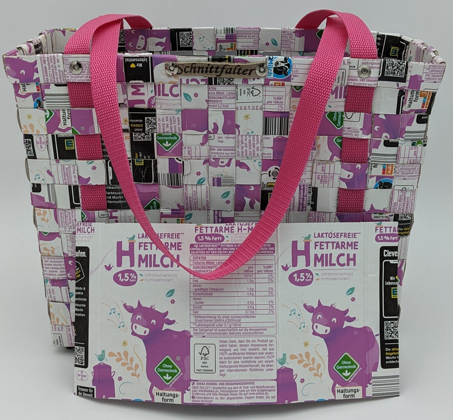 Upcycling-Einkaufstasche aus laktosefreien Milchtetrapacks – limitiert & farbenfroh