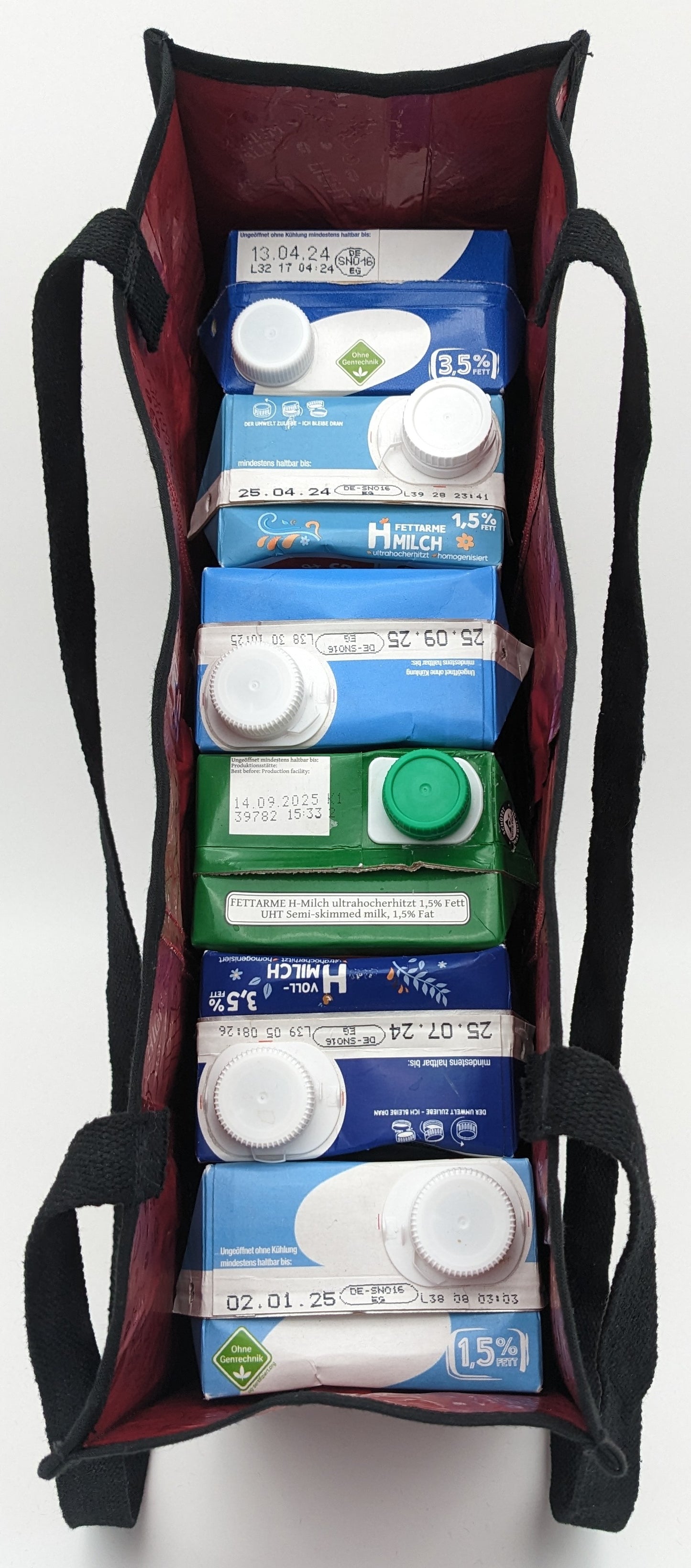Miko Kaffeetüten-Tasche Innenansicht, handgefertigte nachhaltige Tasche