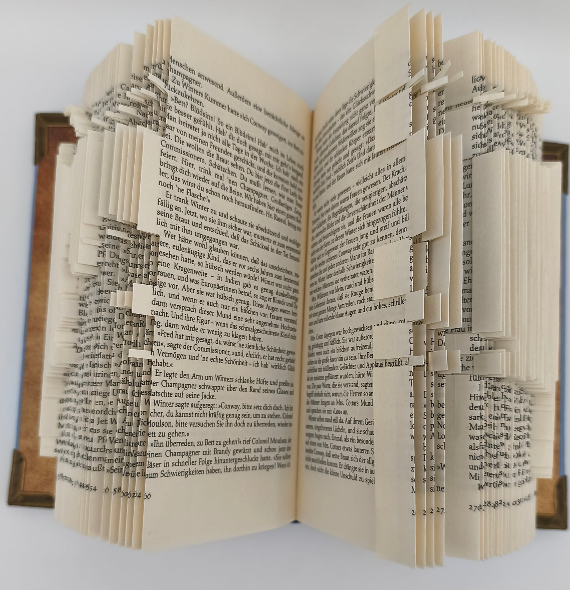 Detailaufnahme: gefaltete Buchseiten als Schmetterling, Upcycling-Buchkunst